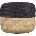 thumbnail image 2 of Spitiko Homes 18" Wide Round Pouf Ottoman in Natural and Blue, 2 of 6