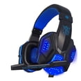 thumbnail image 1 of Casque de Jeu Supra-Auriculaire avec Micro et Lumière LED pour Ordinateur Portable Cellulaire PS4, Bleu, 1 of 5