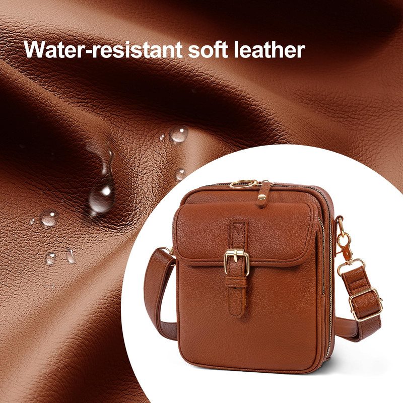 AOUNQ Small Messenger Bag Vegan Leather Crossbody Bag for Women Men, Vintage Cross Body Shoulder Purse with Card Slots