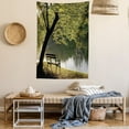 thumbnail image 2 of Nature Tapestry Wall Hanging Bench under Timber Tree by Riverside Epic Countryside Rural Relaxing Resting Space Scenery, Bedroom Living Room Dorm Decor, 60W X 80L Inches, Green, by Ambesonne, 2 of 5
