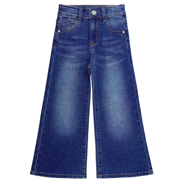 KIDSCOOL SPACE Girls Flare Jeans,Little Big Girl High Stretch Wide Leg Denim Pants,Blue,11-12 Years