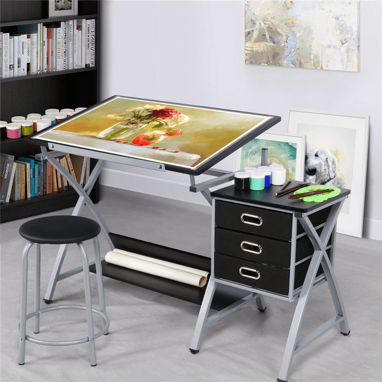 Renwick Folding and Adjustable Steel Drafting Table with