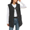 thumbnail image 2 of Staron Fall Winter Vests for Women Casual Sleeveless Solid Crew Neck Loose Comfy Basic Outerwear Warm Faux Fur Lightweight Fashion, Black S, 2 of 7