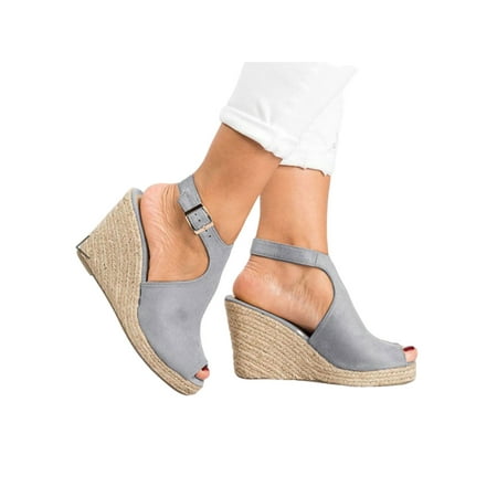 

Difumos Women s Platform Sandals Wedge Ankle Strap Buckle Open Toe Sandals