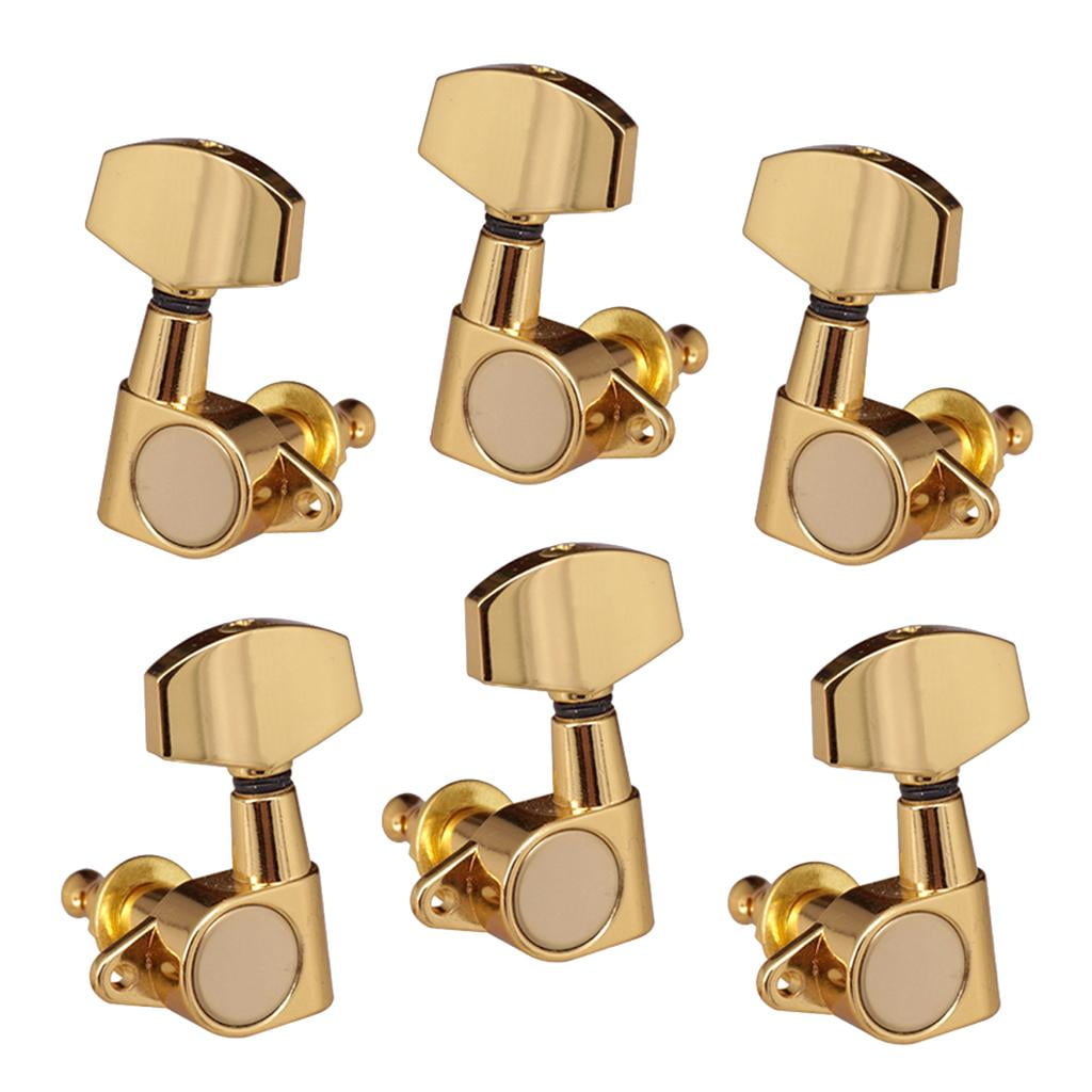 QccHieUs 3R3L Acoustic Electric Guitar String Tuning Pegs Keys Golden Gold square handle