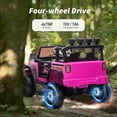 thumbnail image 3 of Hikiddo 4WD Kids Ride on Toys Truck, 12V 7Ah Electric Ride on Car for Kids Boys w/ Remote, Bluetooth - Hot Pink, 3 of 9