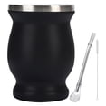 thumbnail image 1 of Mini Gourd Cup, Gourd Cup Double Layers 8oz with Straw for Home Black, 1 of 8