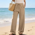 thumbnail image 4 of yillto Womens Straight Leg Pants Elastic Waist Drawstring Loose Causal Trousers Pant with Pockets, 4 of 7