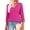 Hot-Pink, variant on 3/4 Sleeve Womens Plus Size Tops V Neck Trendy Tunic Blouses Curved Hem Casual Shirts