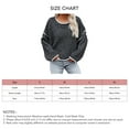 thumbnail image 5 of Suéter de Punto con Cuello Redondo para Mujer, Mangas Largas, Hombros caídos Sueltos, Tops con Borde Blanco para Otoño Invierno, Negro, Gris, L, 5 of 5