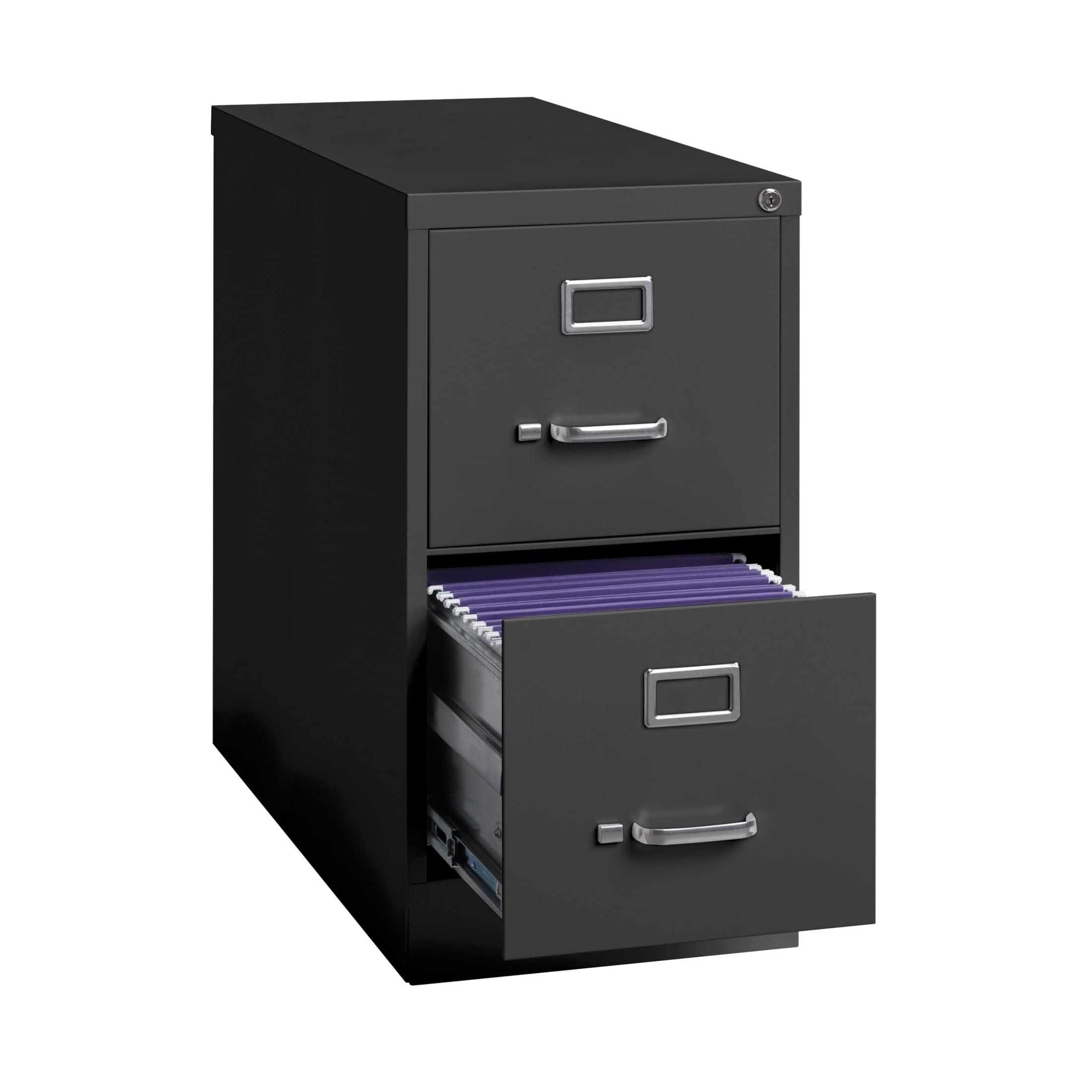 Hirsh 2 Drawer Letter Locking Metal Vertical File Cabinet, 26.5" Deep, Charcoal