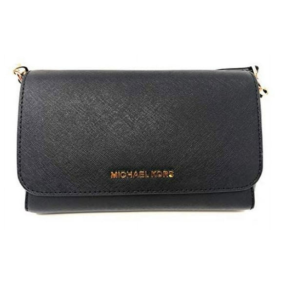 Michael Kors Medium Convertible Pouchtte Leather Crossbody Shoulder Bag (Black)