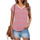 thumbnail image 2 of Eres Más Que una Camisa de Puntuación de Prueba Sexy de Manga Corta Lentejuelas Suelta Camisa de Blusa con Cuello en V, Poliéster, 2 of 8