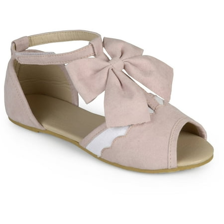 Stuart Peep Toe - Brinley Kids Little Girl Scalloped T-strap Peep Toe Dress Flats