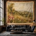 thumbnail image 6 of Wildflower Meadow Landscape With a Village on a Hillside, Peaceful Watercolor for Nature Enthusiasts, Countryside Wall Art, Housewarming Gift, Tapestry Wall Hanging for Living Room and Bedroom, 6 of 7