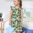 thumbnail image 4 of Balery Colorful Hawaii Palms Camisón de princesa para niñas, pijama de algodón con mangas abullonadas, suave y bonito.-Medium, 4 of 6