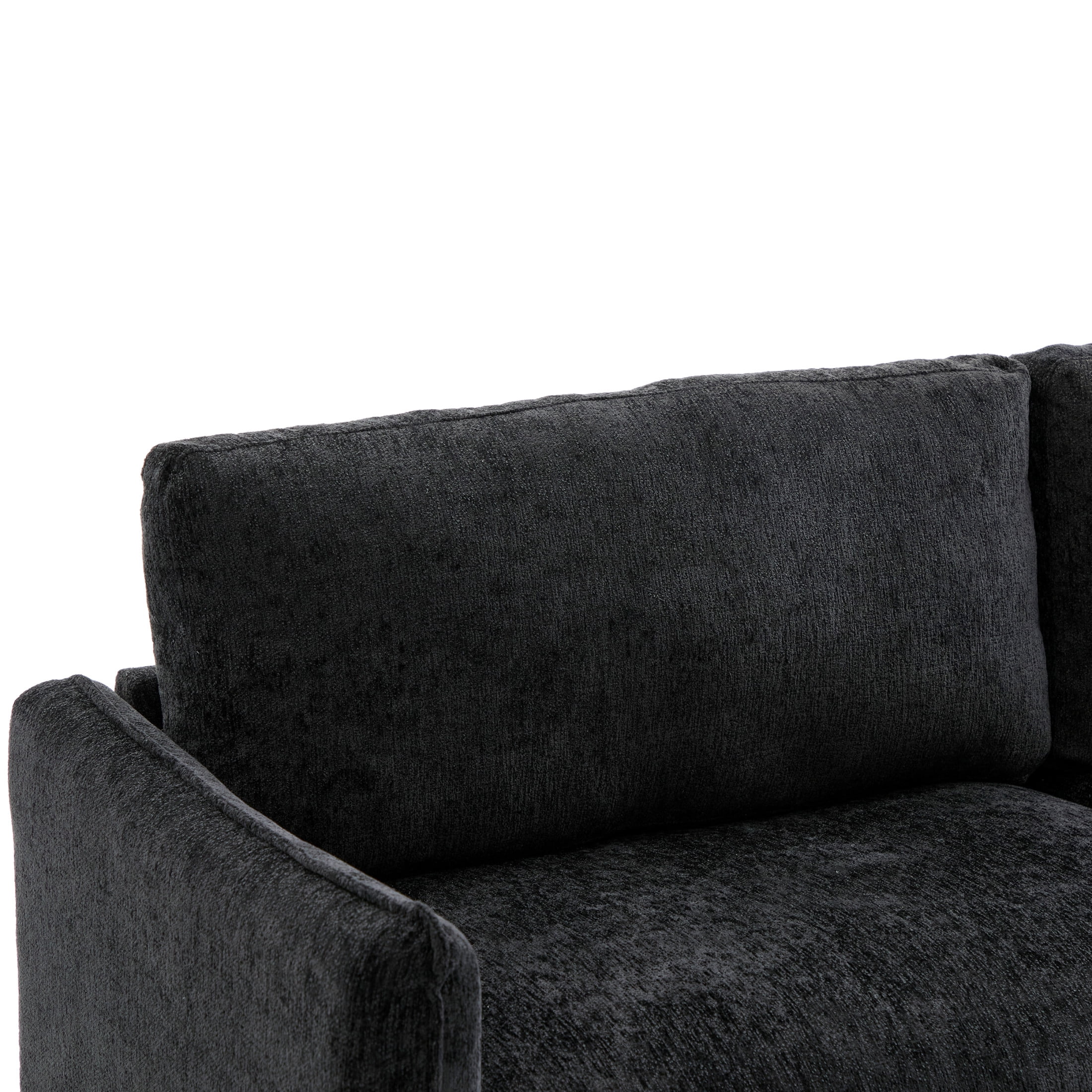 Christopher Knight Home Modern 75.75" Loveseat Sofa, Chenille Couch with Cushion and Wooden Legs, Black