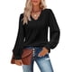 thumbnail image 2 of Tops de encaje de manga larga sexy con encaje Qpenwork de color sólido con cuello en V para mujer Fridja bvmnju4288, 2 of 8