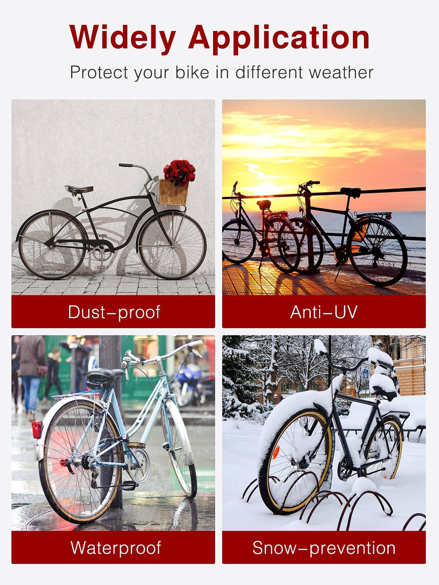 Bike Cover Outdoor Waterproof Bicycle Covers Rain Sun UV Dust Wind Proof with Lock Hole for Mountain Road Electric Bike