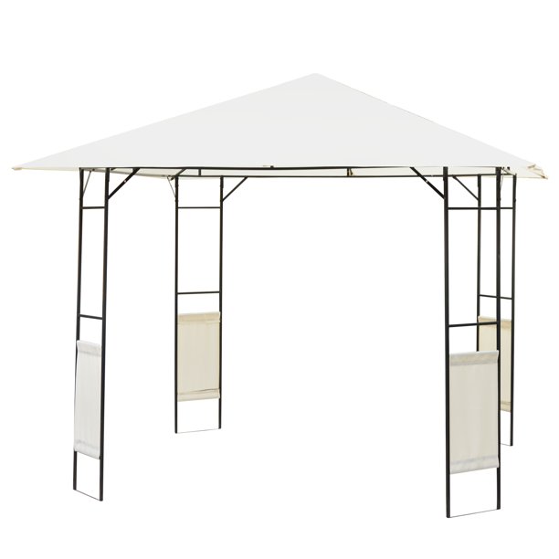 Outsunny 10'x10' Outdoor Modern Gazebo Canopy Cover with Cloth Side