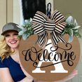 thumbnail image 3 of YAOMOBB Doorplate Wreath All Year Welcome Door Sign Wreath with Optional Letters Weather Resistant for Balcony Decor, 3 of 7