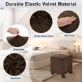 thumbnail image 3 of Uxcell 1-Pack 13" x 13" x 15" Fundas de otomana cuadrada estirable de tela de terciopelo para protector de taburete para sala de estar interior [Café], 3 of 7