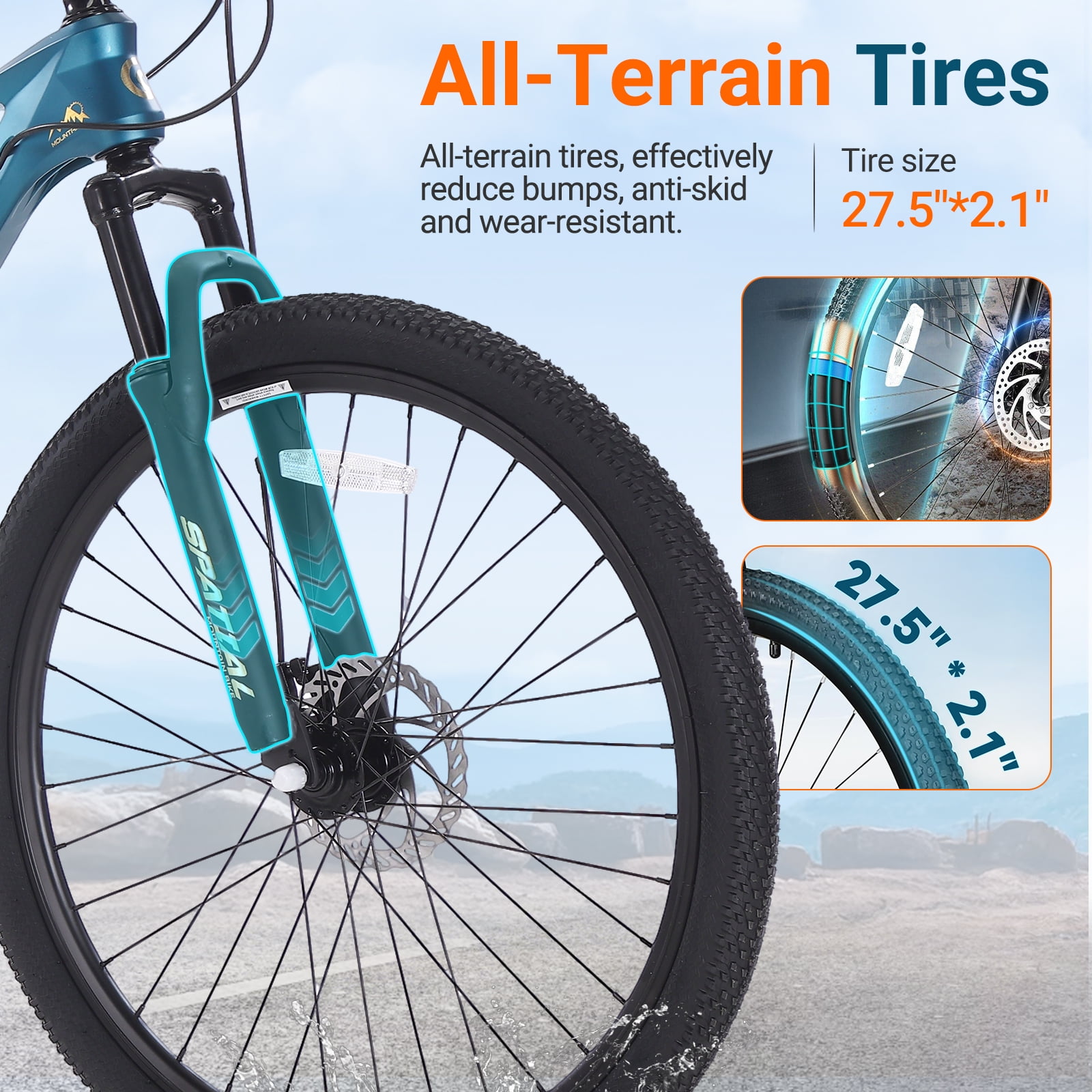 SPATIAL Adult Mountain Bike, 27.5" Wheel Bike for Man Women, 8 Speeds Gear,Magensium Frame Mountain Bicycle
