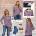 thumbnail image 2 of TEMOFON Long Sleeve Shirts for Women Fall Womens Tops with Button Crew Neck Lightweight Sweater for Women, 2 of 4