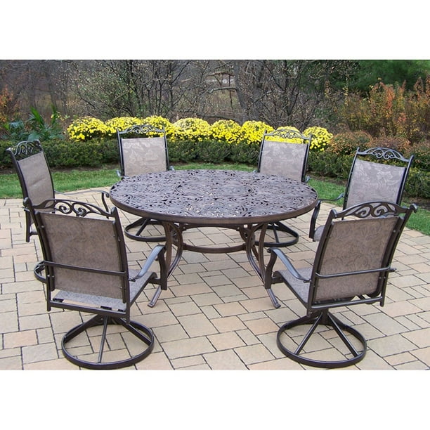 Oakland Living Mississippi Cascade 60 in. Swivel Sling Patio Dining Set