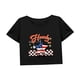 thumbnail image 4 of Top corto para mujer, camiseta clásica de verano con cuello redondo para deportes y caminatas M, 4 of 7