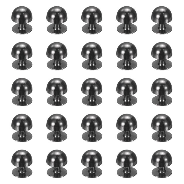 Uxcell 25 Pcs Remaches Redondos, Remaches de Decoración de Metal de 8mm, Tornillo de Espalda Negro