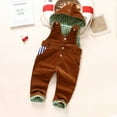 thumbnail image 2 of KIDSCOOL SPACE Baby Denim Overall,Hooded Little Kid Jean Jumper, Brown,6-12 Months, 2 of 3