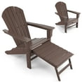 thumbnail image 2 of Gymax Patio Adirondack Chair HDPE Outdoor Lounge Chair w/ Retractable Ottoman Coffee, 2 of 7