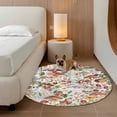 thumbnail image 3 of Mushroom Large Round Rug 8 FT, Non Slip Living Room Area Carpet, Pastoral Summer Botanical Watercolor Vintage Washable Soft Circle Rug Non-Shedding Floor Carpet for Bedroom Office Dining Room, 3 of 9