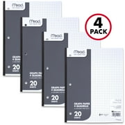 Mead Q4 Paper Tablet, Graph Ruled, 20 Sheets, 4 Pack (72867)