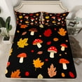 thumbnail image 3 of Feelyou Happy Harvest Twin Sheet Sets, Autumn Maple Leaf Twin Fitted Sheet, Fall Jungle Mushroom Flat Sheet, Lightweight Room Decor,3 Pieces, 3 of 7