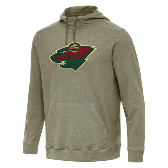 Men's Antigua Olive Minnesota Wild Cloud Pullover Hoodie
