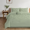 thumbnail image 2 of 5 Piece New Half Pinch Pleated Pattern Comforter Set, 800 TC, 100% Egyptian Cotton, Twin/Twin XL Size Light Sage Solid, 2 of 6