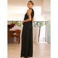 thumbnail image 6 of Women'S 2 Piece Outfits 2025 Summer Casual Sleeveless Mock Neck Crop Tops Wide Leg Pants Set Black XL, 6 of 7
