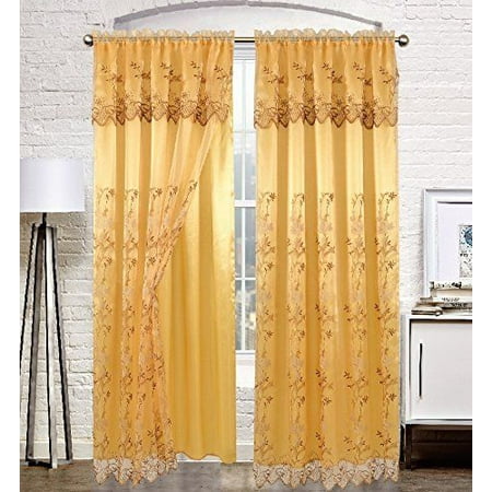 Set Of 2 Bailey Embroidered Curtain Panels With Attached Backing