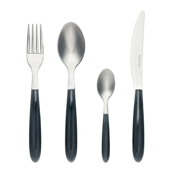 ARIMI Nilu Italian Stainless Steel 24 Piece Flatware Set - Service for 6 - Grey Handle