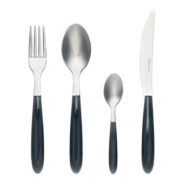 ARIMI Nilu Ensemble de Couverts en Acier Inoxydable Italien 24 Pcs - Service pour 6 - Poignée Grise