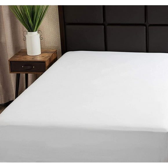 Superity Linen Twin Fitted Sheet Made from cotton Moisture Wicking cotton Bed Sheet for Breathable, Dry, and comfortable Nights Sleep 200 Thread count (White)