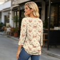 thumbnail image 5 of Halloween Shirts for Women Funny 3/4 Sleeve T Shirts Horror Skull Printed Pullover Spooky Round Neck Tops Holiday Three Quarter Length Blouses, S, 5 of 5