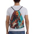 thumbnail image 2 of Drawstring Backpack, Halloween Rocking Pumpkin Light Waterproof Sports Gym Bag Draw String Back Bag for Men Women, Sackpack Cinch Workout Bag for Sports, Travel, Swimming, Beach, 2 of 8