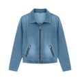 thumbnail image 4 of Edvintorg Denim Jacket for Women Fashion Long Sleeve Casual Loose Zip Up Jean Coat with Pockets Clothes for Women Sky Blue S, 4 of 7