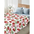 thumbnail image 5 of Full Flat Sheet 81"x96", Strawberry Soft Lightweight Bedding Flat Sheets Only, Tropical Summer Red Fruit Cherry Blossoms Brushed Microfiber Top Bed Sheet, Breathable StainResistant Bedsheets, 5 of 9