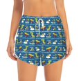 thumbnail image 2 of Pofeuu Dinosaur on the Beach Vacation Print Women's Athletic Shorts Running Workout Shorts Tummy Control Quick Dry Gym Shorts with Pockets Double layer sports shorts-Large, 2 of 7