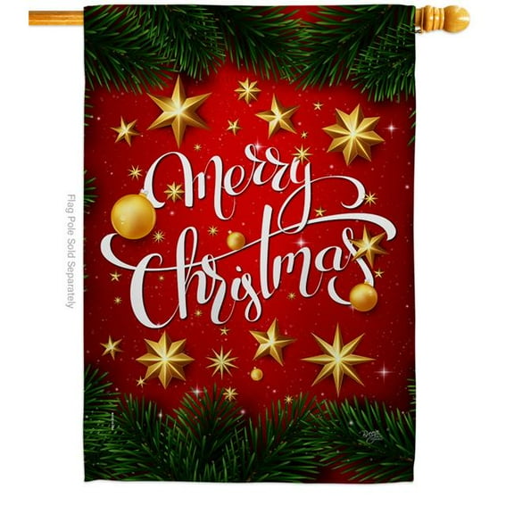 Breeze Decor  Bright Christmas House Flag Winter 28 x 40 in. Double-Sided Decorative Vertical Flags for Decoration Banner Garden Yard Gift
