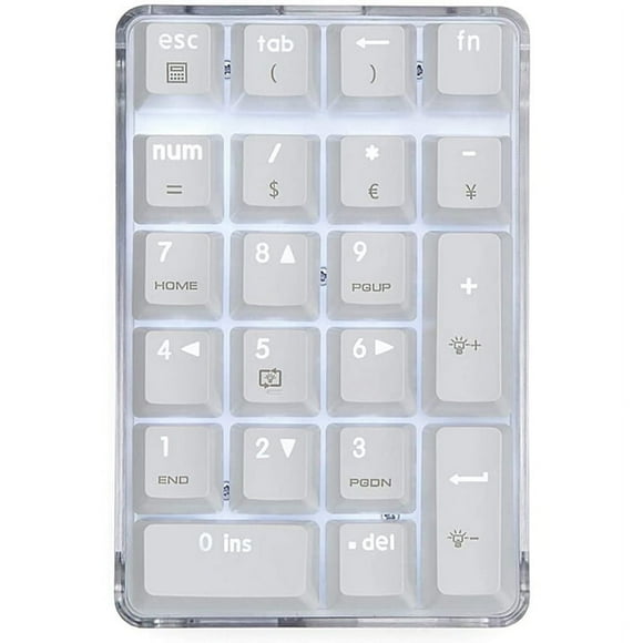 Mechanical Numeric Keypad Brown Switch Wired Gaming Keypad Crystal Case White Backlit 21 Keys Mini Numpad Keypad